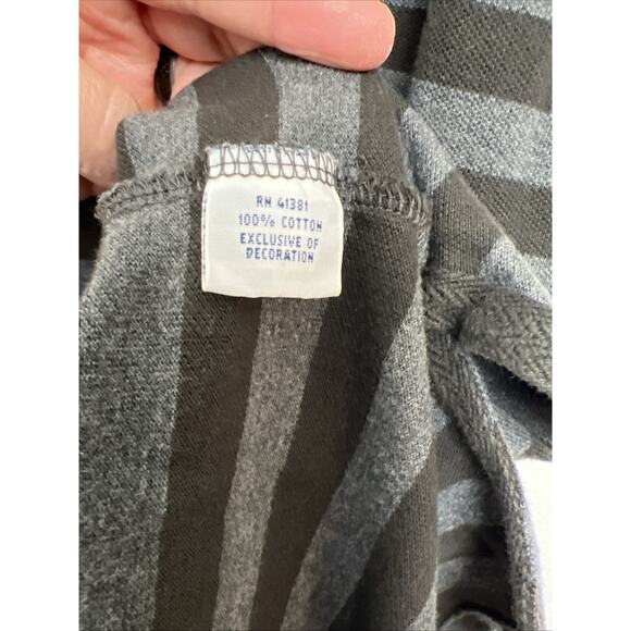 Polo‎ Ralph Lauren Black Gray Striped Shirt Mens Polo 2XL Preppy Black Pony - Picture 7 of 8